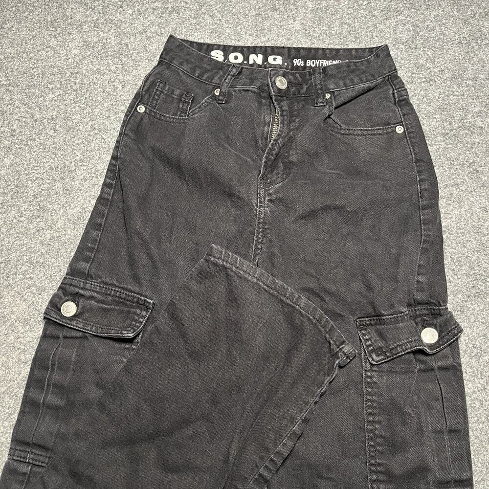 SONG 90s Boyfriend Cargo Jeans Size 00 Baggy Indie Rave Crop Utility Streetwear